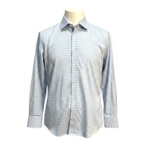 English Laundry Men’s Blue & White Checkered Button Down Dress Shirt Size 16.5